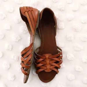 Cognac casual peep toe flat size 8.5 fits 9
